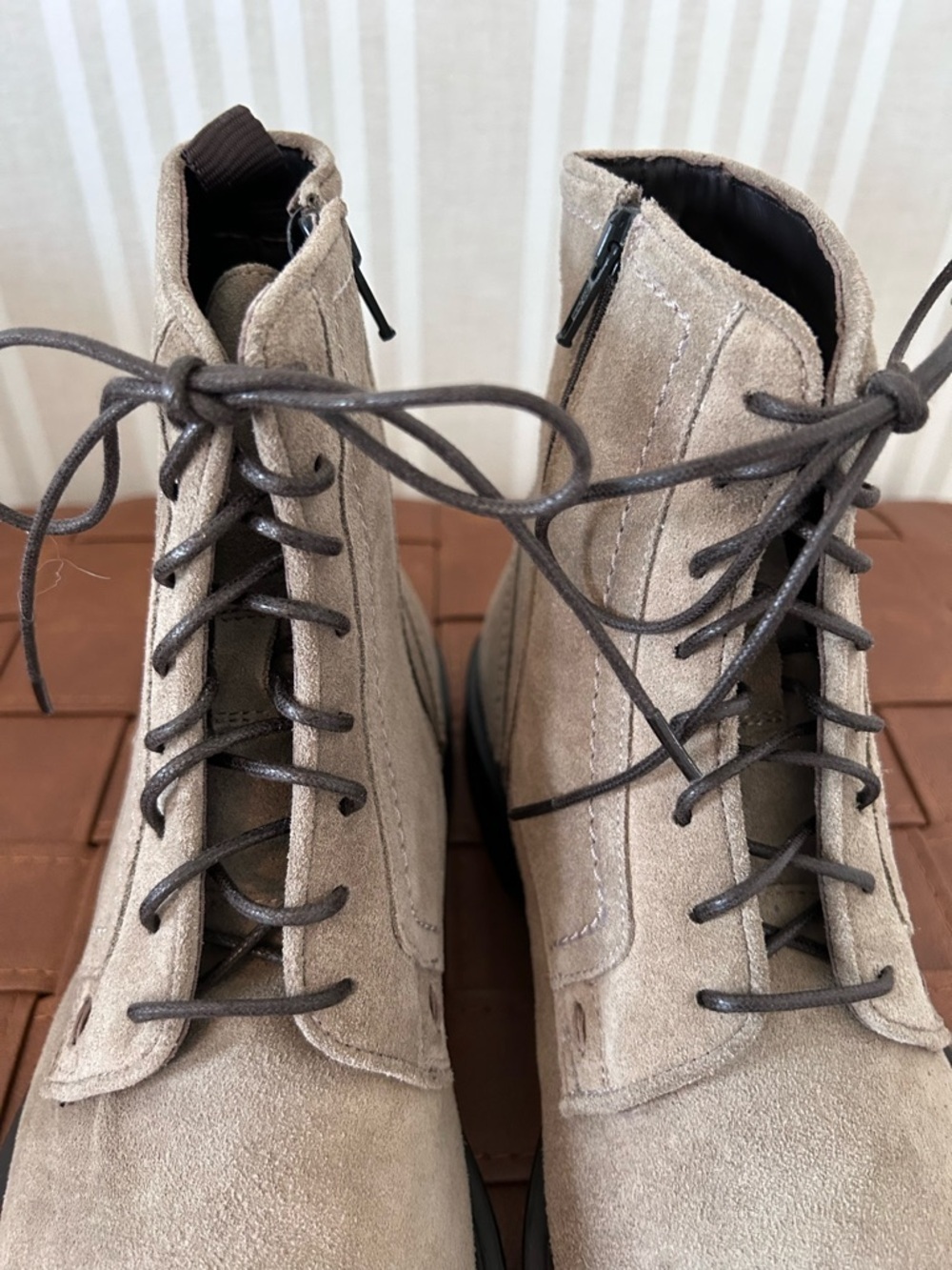 Steve Madden Men's Gray Taupe Suede Lace Up Boots Made in Italy NEW Size 8 - Picture 5 of 10